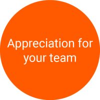 Orange circle with the text "Appreciate your team"